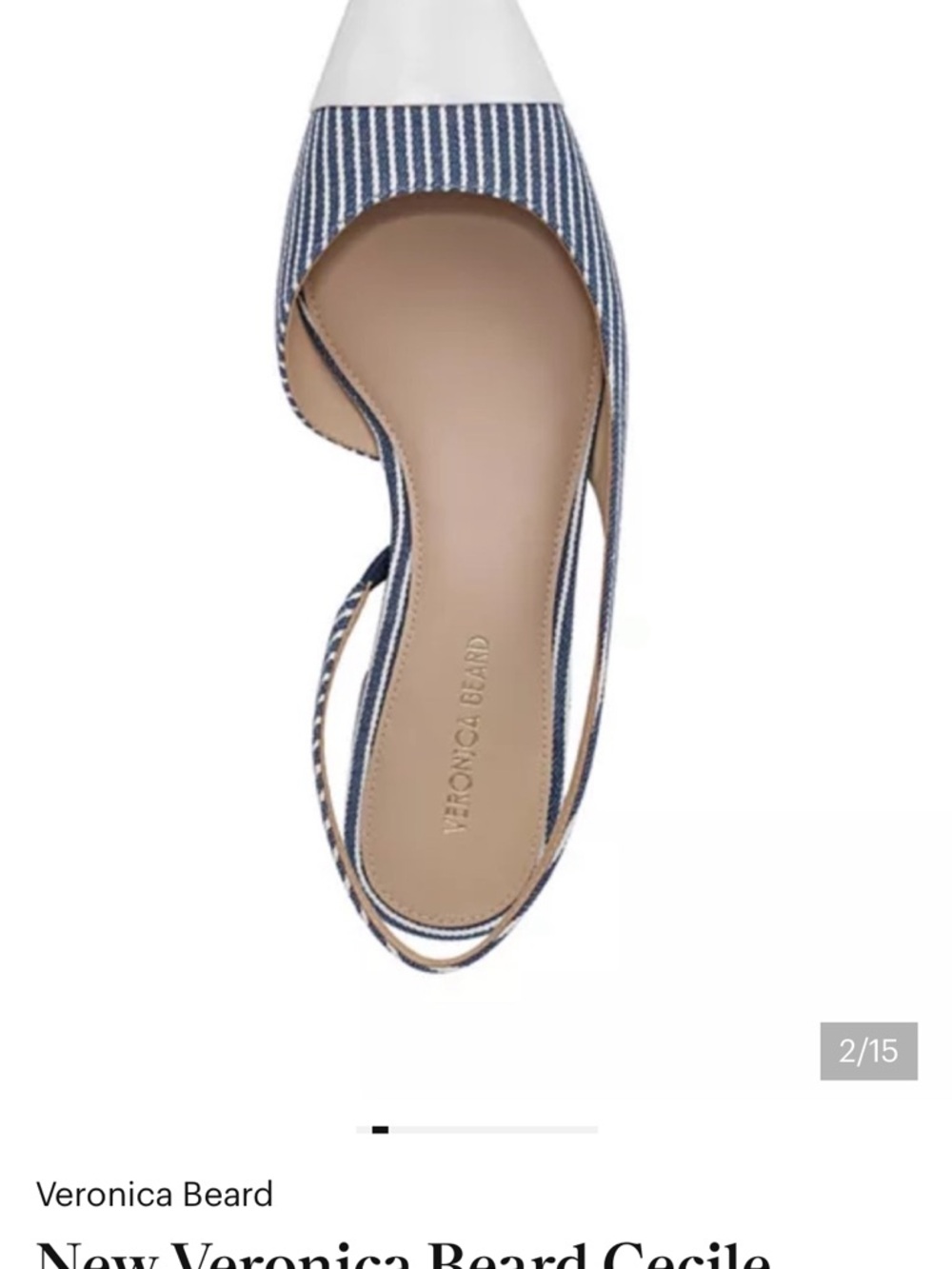 Veronica Beard Cecile Pinstripe Slingback Shoes size 7. - Picture 3 of 14